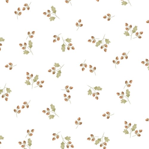 Cotton jersey Digital Acorns - white