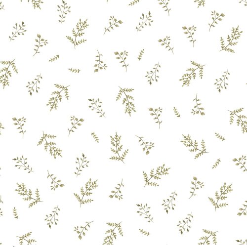 Cotton jersey Digital delicate twigs - white
