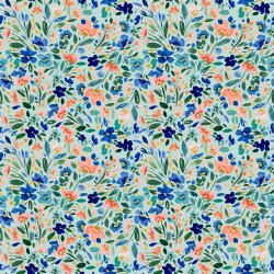 Katoenen jersey Digital Wildflowers - lichte mint