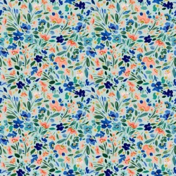Katoenen jersey Digital Wildflowers - lichte mint