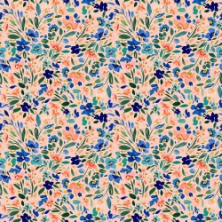 Katoenen jersey Digital Wildflowers - lichte zalm