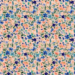Katoenen jersey Digital Wildflowers - lichte zalm