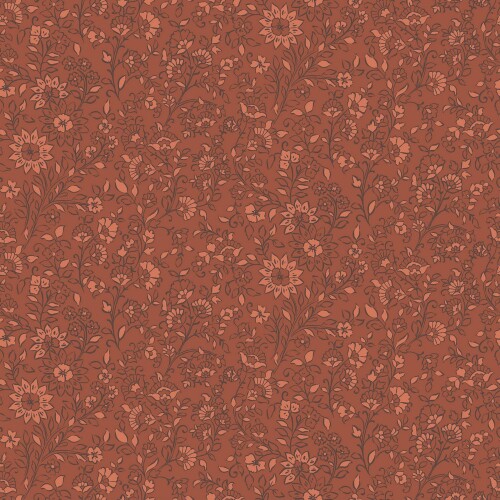 Katoenen jersey speelse bloemen - steenrood