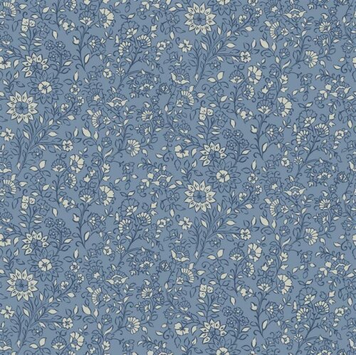 Jersey de algodón flores juguetonas - tono azul