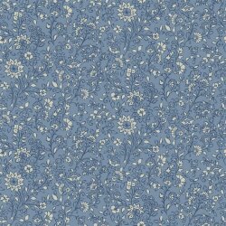 Jersey de algodón flores juguetonas - tono azul