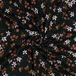 Baumwolljersey Blumen - anthrazit meliert