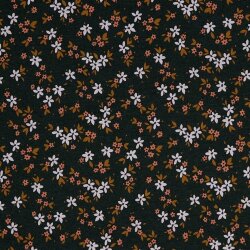 Baumwolljersey Blumen - anthrazit meliert