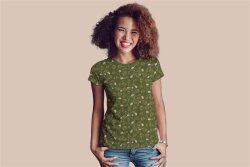 Baumwolljersey Blumenranken - forstgrün