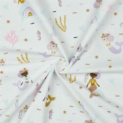 Jersey de algodón sirena purpurina - blanco