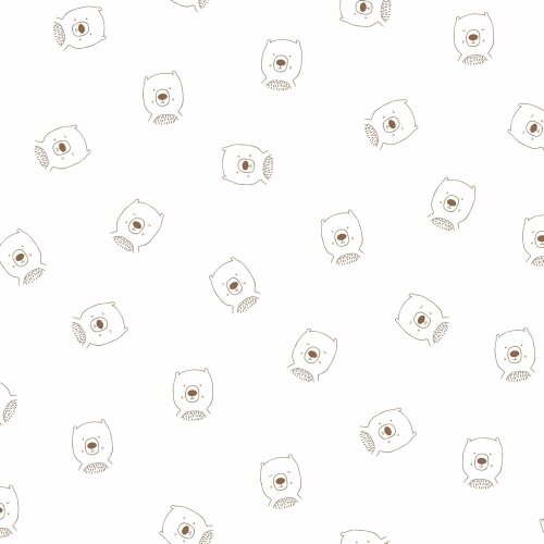 Jersey de coton Organic Bear Heads - blanc antique