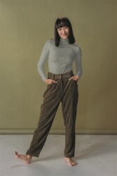 Baumwolljersey Jacquard Streifen - dunkeloliv