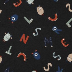 BaumwollBaumwolljersey Melange Buchstabenmonster - anthrazit