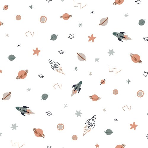 Katoenen jersey in space - wit