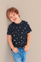 Katoenen jersey in space - wit