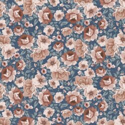 Ganzjahres-Sweat Digital rosa Blüten - schattenblau