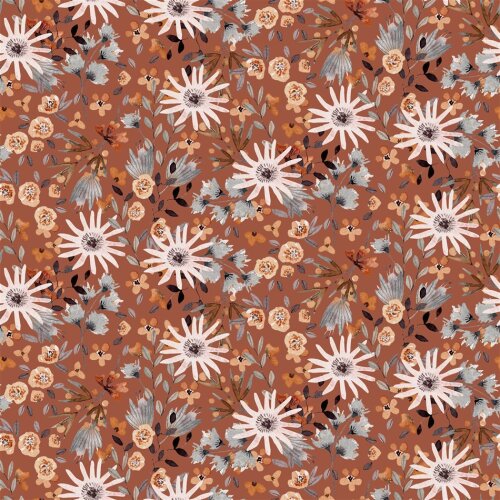 All-season sweat digitale strobloemen - terracotta