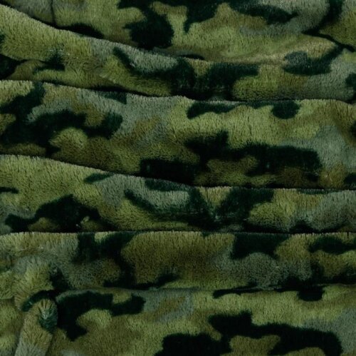 Faux fur camouflage - dark olive