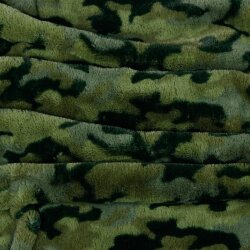 Faux fur camouflage - dark olive