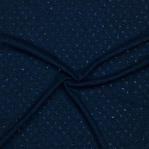 Jersey de punto fino *Vera* patrón de encaje - azul marino moteado
