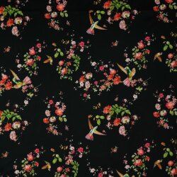 Magnolia Stretch Kolibri mit Blumen - schwarz