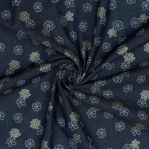 Jeans Glitter Flowers - azul