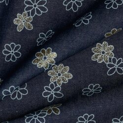 Jeans Glitter Flowers - azul