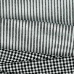 Cotton poplin stripes 3mm, yarn dyed - black