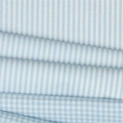Cotton poplin stripes 3mm, yarn dyed - light blue