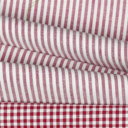 Cotton poplin stripes 3mm, yarn dyed - berry