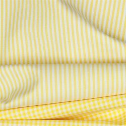 Popelina de algodón rayas 3mm, hilo teñido - amarillo