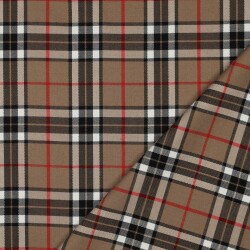 Tartan stretch - chameau/noir/rouge