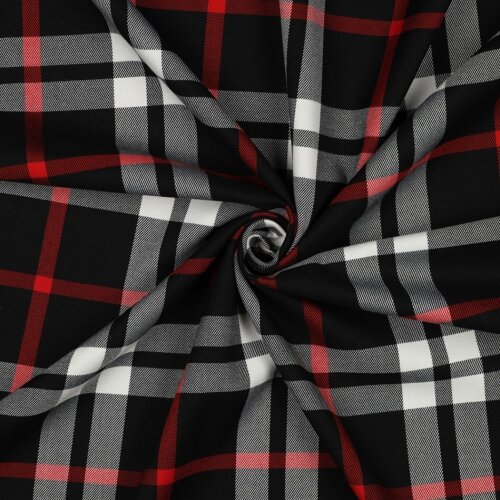 Tartán elástico - negro/blanco/rojo