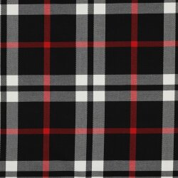 Stretch tartan - black/white/red