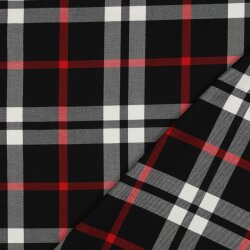 Gabardine Schottenkaro Stretch - schwarz/weiss/rot