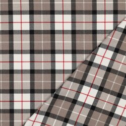 Gabardine Schottenkaro Stretch - taupe/schwarz/rot