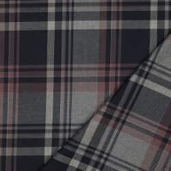 Gabardine Schottenkaro Stretch - dunkelblau/grau/rost