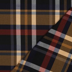 Gabardine Schottenkaro Stretch - grau/rot/gelb