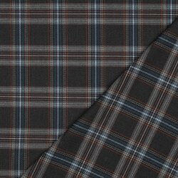 Strečový tartan - šedá/světle modrá/bílá