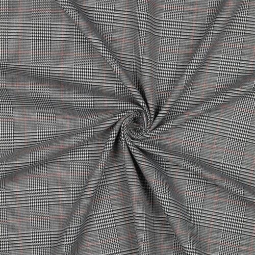 Stretch tartan - black/white/red