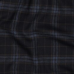 Schottenkaro Stretch - dunkelblau/jeansblau/kamel