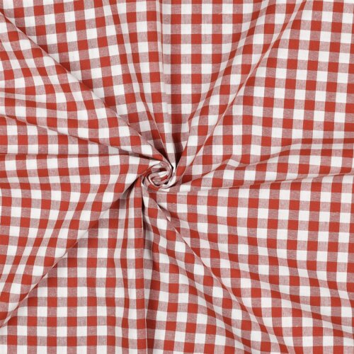 Coton-popeline Vichy check - terre cuite