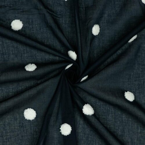 Cotton batiste dots - navy blue/white