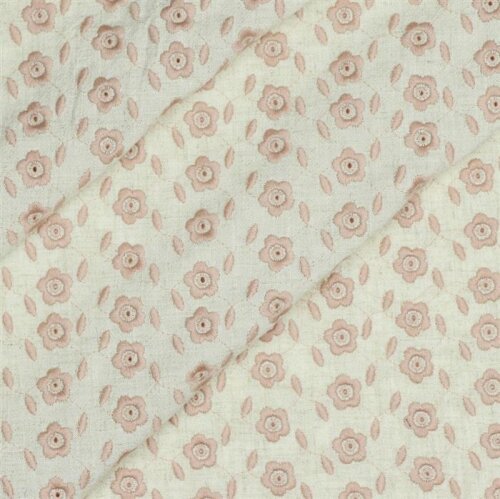 Viscose linen embroidered - quartz pink