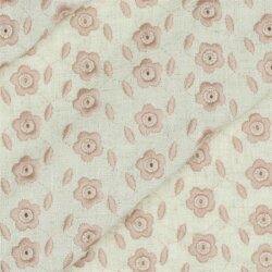 Viscose linen embroidered - quartz pink