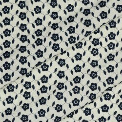 Viscose linen embroidered - dark blue