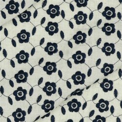 Viscose linen embroidered - dark blue