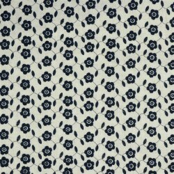 Viscose linen embroidered - dark blue