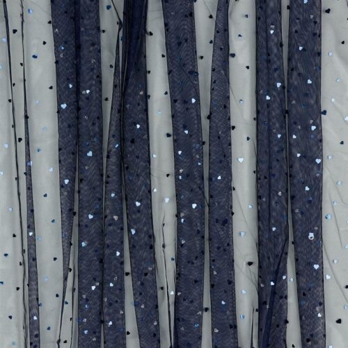 Soft tulle hearts - dark blue