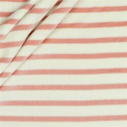 Nickistoff Streifen - creme/rosa