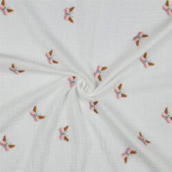 Muslin embroidered - antique white